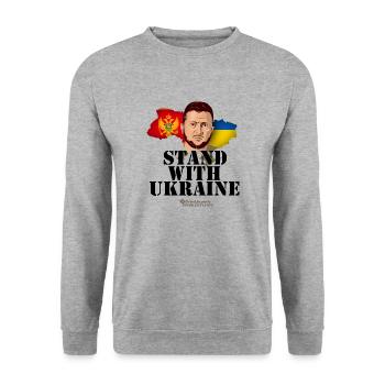 Montenegro Ukraine T-Shirt - Unisex Sweatshirt - salt & pepper - Front - Alina (178cm) & Michal (187cm)
