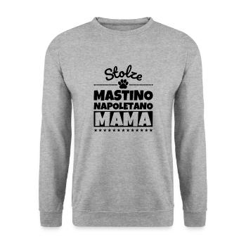 Stolze Mastino Napoletano Mama - Unisex Pullover - Weißgrau meliert - Vorne - Alina (178cm) & Michal (187cm)