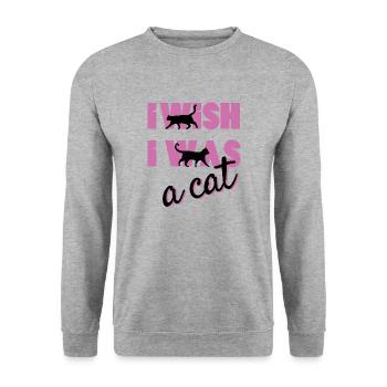 Pfotschafter Design: I wish I was a cat - Unisex Sweatshirt - salt & pepper - Front - Alina (178cm) & Michal (187cm)