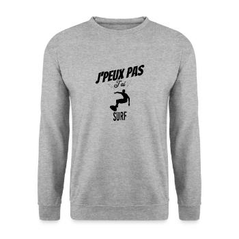 J'peux pas j'ai surf - Sweat-shirt Unisexe - gris chiné - Devant - Alina (178cm) & Michal (187cm)
