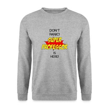Super Professor - Unisex Pullover - Weißgrau meliert - Vorne - Alina (178cm) & Michal (187cm)