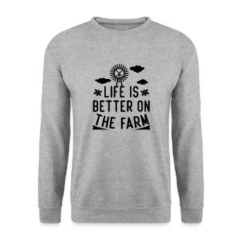La vie est meilleure à la ferme - Sweat-shirt Unisexe - gris chiné - Devant - Alina (178cm) & Michal (187cm)