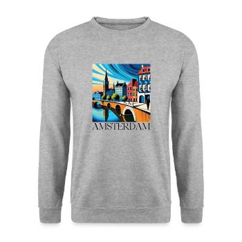 AMSTERDAM - Unisex Pullover - Weißgrau meliert - Vorne - Alina (178cm) & Michal (187cm)