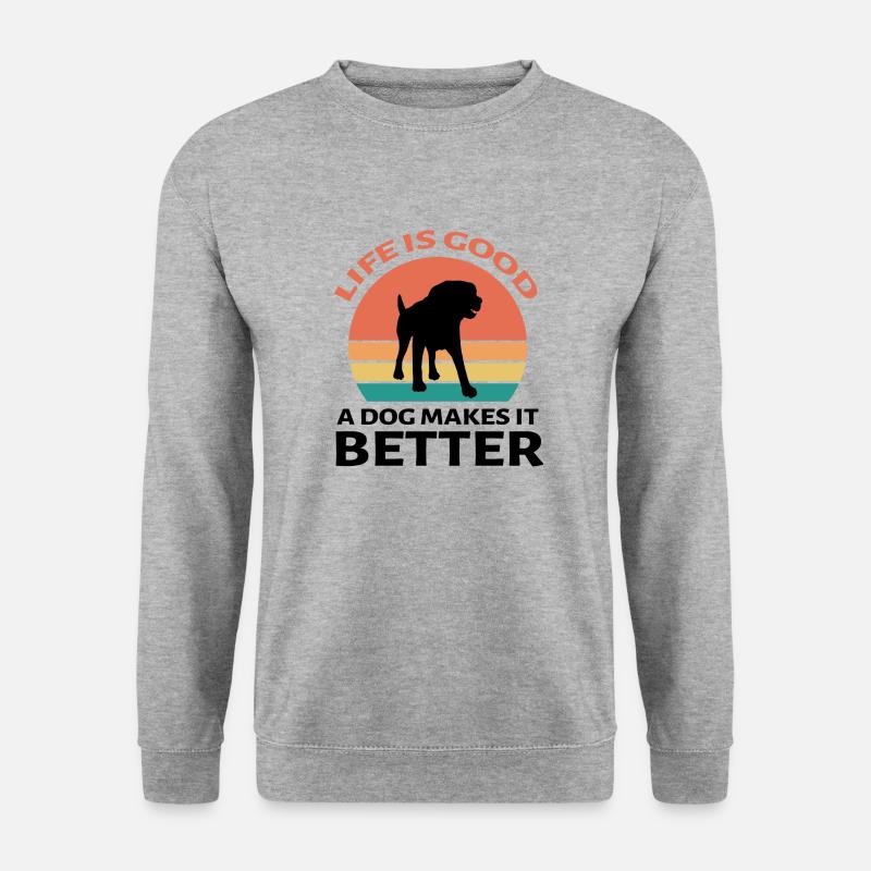 Dog Hund - Unisex Pullover - Weißgrau meliert