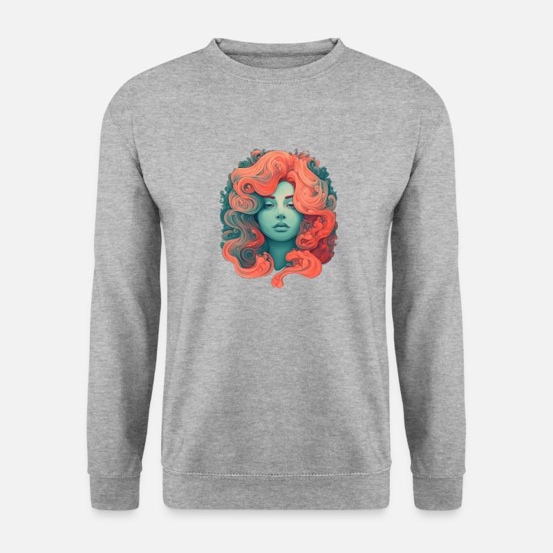 izup2u red and green woman - Unisex Pullover - Weißgrau meliert
