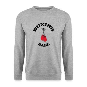 je peux pas j'ai BOXE BEST-SELLER 🌟🌟 - Sweat-shirt Unisexe - gris chiné - Devant - Alina (178cm) & Michal (187cm)