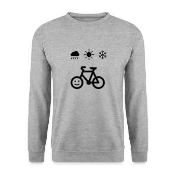 HappyBike - Cycling Weather - black - Unisex Pullover - Weißgrau meliert - Vorne - Alina (178cm) & Michal (187cm)