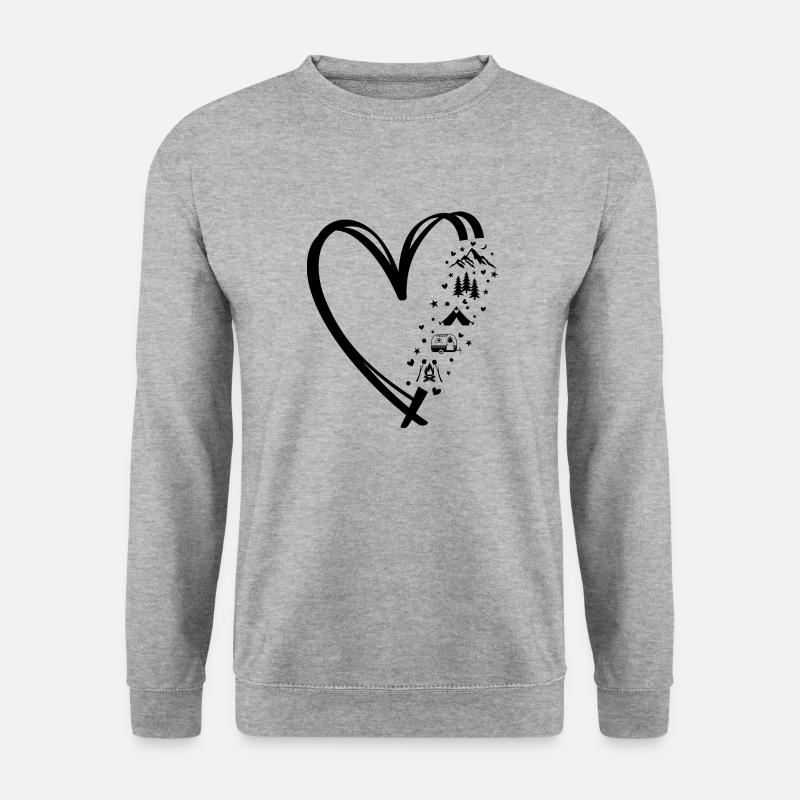 Glücklicher Camper - Unisex Pullover - Weißgrau meliert