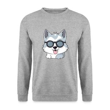Lomo le loup à lunettes - Sweat-shirt Unisexe - gris chiné - Devant - Alina (178cm) & Michal (187cm)