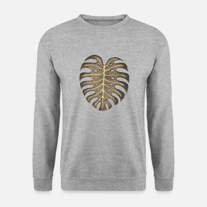 Monstera - Unisex Pullover - Weißgrau meliert