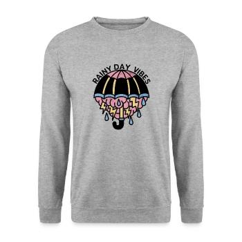 Umbrella with Severe Weather Cloud Rainy Day Vibes - Unisex Sweatshirt - salt & pepper - Front - Alina (178cm) & Michal (187cm)