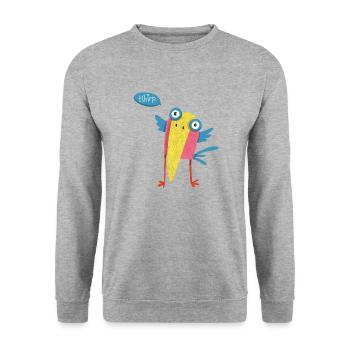 Vogel - Unisex Pullover - Weißgrau meliert - Vorne - Alina (178cm) & Michal (187cm)