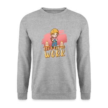Bagger Baustelle Bauarbeiterin Mädchen I Geschenk - Unisex Pullover - Weißgrau meliert - Vorne - Alina (178cm) & Michal (187cm)