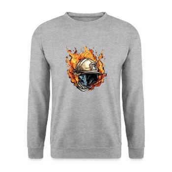 Casque de pompier en feu n°1 - Sweat-shirt Unisexe - gris chiné - Devant - Alina (178cm) & Michal (187cm)