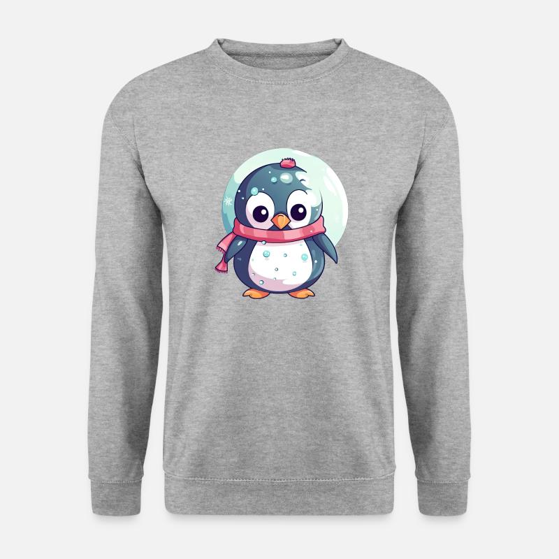 Winterwunderland-Pinguin - Unisex Pullover - Weißgrau meliert