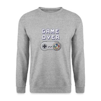 Game Over manette retro gaming - Sweat-shirt Unisexe - gris chiné - Devant - Alina (178cm) & Michal (187cm)