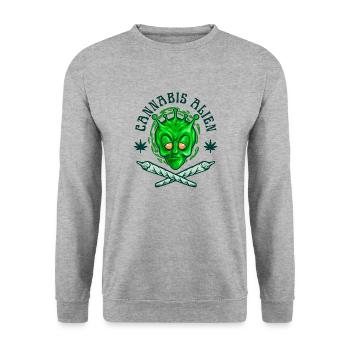 Cannabis Alien - Unisex Sweatshirt - salt & pepper - Front - Alina (178cm) & Michal (187cm)
