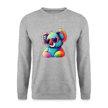 Colorful Retro Koala Bear Koala Bear Sunglasses - Unisex Sweatshirt - salt & pepper - Front - Alina (178cm) & Michal (187cm)