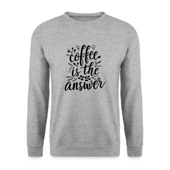 Le café est la réponse - Sweat-shirt Unisexe - gris chiné - Devant - Alina (178cm) & Michal (187cm)