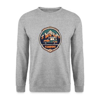 Camping / Wohnmobil / Wohnwagen / Outdoor / Wald - Unisex Pullover - Weißgrau meliert - Vorne - Alina (178cm) & Michal (187cm)