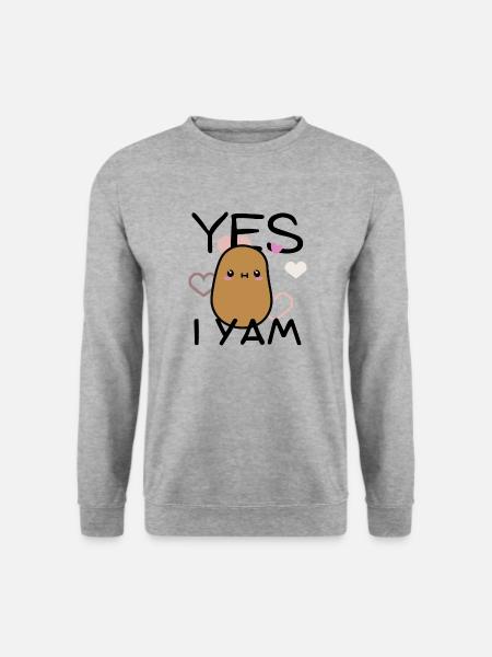 Ja Ich Yam Lustige Süße Süße Kartoffel Kawaii Essen Liebe - Unisex Pullover - Weißgrau meliert