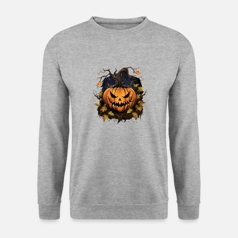 Halloween Pumpkin - Unisex Pullover - Weißgrau meliert