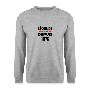 Légende vivante depuis 1976 - Sweat-shirt Unisexe - gris chiné - Devant - Alina (178cm) & Michal (187cm)