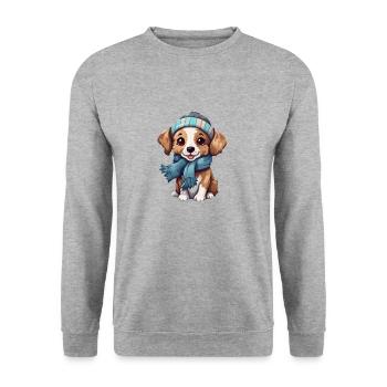 Animals in winter doggy with hat - Unisex Sweatshirt - salt & pepper - Front - Alina (178cm) & Michal (187cm)