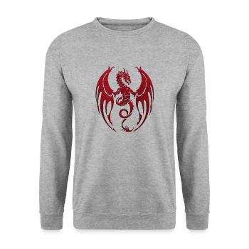 Fantasy Dragon Anime Dragon Head Mythical reptile - Unisex Sweatshirt - salt & pepper - Front - Alina (178cm) & Michal (187cm)