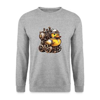 Gummiente / Badeente / Wasser / Badewanne - Unisex Pullover - Weißgrau meliert - Vorne - Alina (178cm) & Michal (187cm)