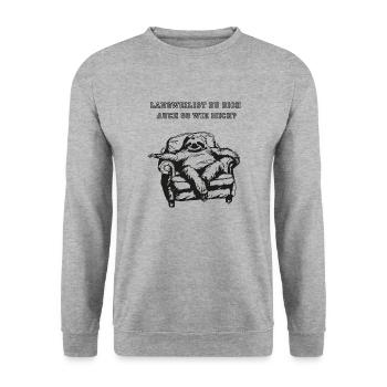 Langweilst Du Dich auch so wie mich schwarz - Unisex Pullover - Weißgrau meliert - Vorne - Alina (178cm) & Michal (187cm)