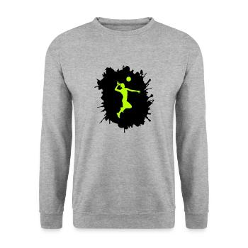 handball klecks - Unisex Pullover - Weißgrau meliert - Vorne - Alina (178cm) & Michal (187cm)