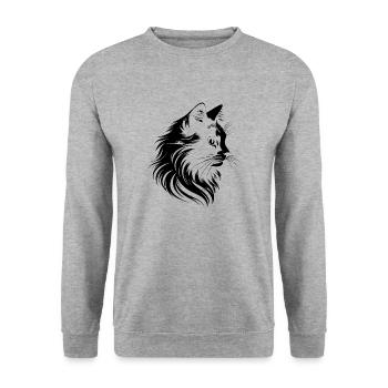 Katze, katzenmotiv, süße, geschenk, geschenkideen - Unisex Pullover - Weißgrau meliert - Vorne - Alina (178cm) & Michal (187cm)