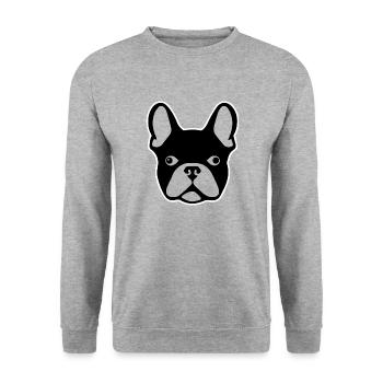 Französische Bulldogge - Unisex Pullover - Weißgrau meliert - Vorne - Alina (178cm) & Michal (187cm)