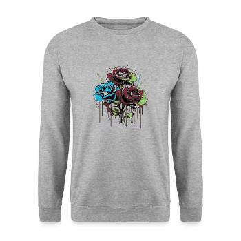 Flowers Women girl power design art female rose - Unisex Sweatshirt - salt & pepper - Front - Alina (178cm) & Michal (187cm)