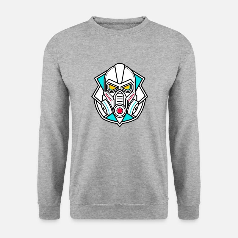 Gasmaske - Unisex Pullover - Weißgrau meliert