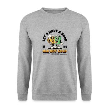 Old but Gold Let´s have a Beer or two - Unisex Pullover - Weißgrau meliert - Vorne - Alina (178cm) & Michal (187cm)