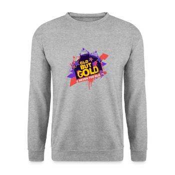 Vieux mais doré graffiti néon jamais trop vieux - Sweat-shirt Unisexe - gris chiné - Devant - Alina (178cm) & Michal (187cm)