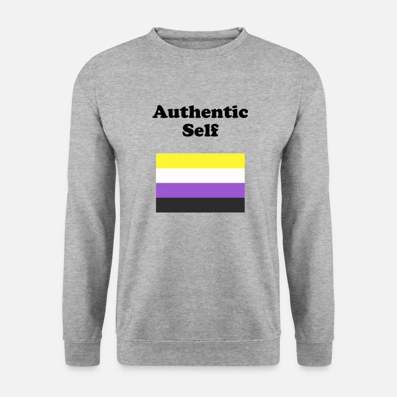 Non Binary Flag Authentic Self - Unisex Sweatshirt - salt & pepper