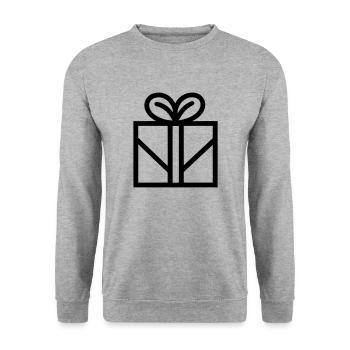 Geschenk-Icon-Box - Unisex Pullover - Weißgrau meliert - Vorne - Alina (178cm) & Michal (187cm)