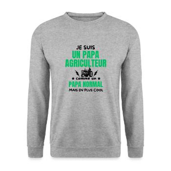 PAPA AGRICULTEUR - Sweat-shirt Unisexe - gris chiné - Devant - Alina (178cm) & Michal (187cm)