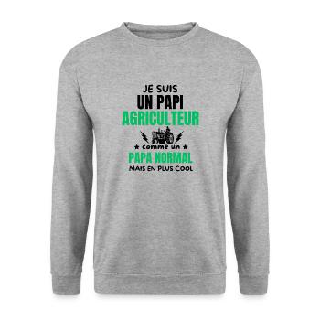 PAPI AGICULTEUR - Sweat-shirt Unisexe - gris chiné - Devant - Alina (178cm) & Michal (187cm)