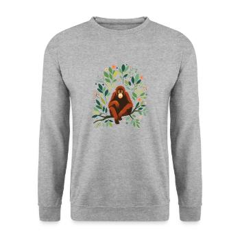 Orangutan - Unisex Sweatshirt - salt & pepper - Front - Alina (178cm) & Michal (187cm)