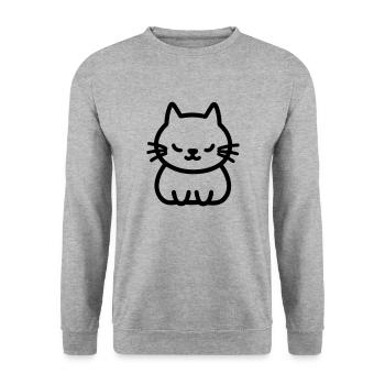 Katze - Unisex Pullover - Weißgrau meliert - Vorne - Alina (178cm) & Michal (187cm)