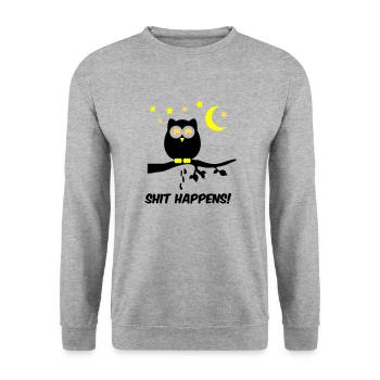 Owl Shit Happens 01 - Unisex Sweatshirt - salt & pepper - Front - Alina (178cm) & Michal (187cm)