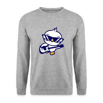 Chick Bird Duck Playing Guitar Music Guitarist - Unisex Sweatshirt - salt & pepper - Front - Alina (178cm) & Michal (187cm)