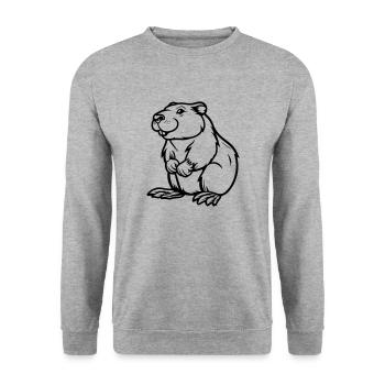 hamster comic tier - Unisex Pullover - Weißgrau meliert - Vorne - Alina (178cm) & Michal (187cm)