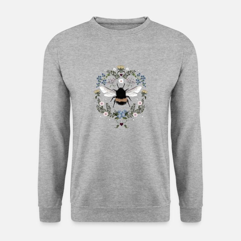 Hummel Blüten Biene - Unisex Pullover - Weißgrau meliert