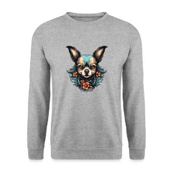 Chien Chihuahua - Sweat-shirt Unisexe - gris chiné - Devant - Alina (178cm) & Michal (187cm)