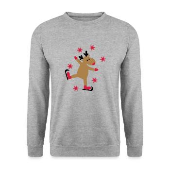 Funny moose for Christmas - Unisex Sweatshirt - salt & pepper - Front - Alina (178cm) & Michal (187cm)